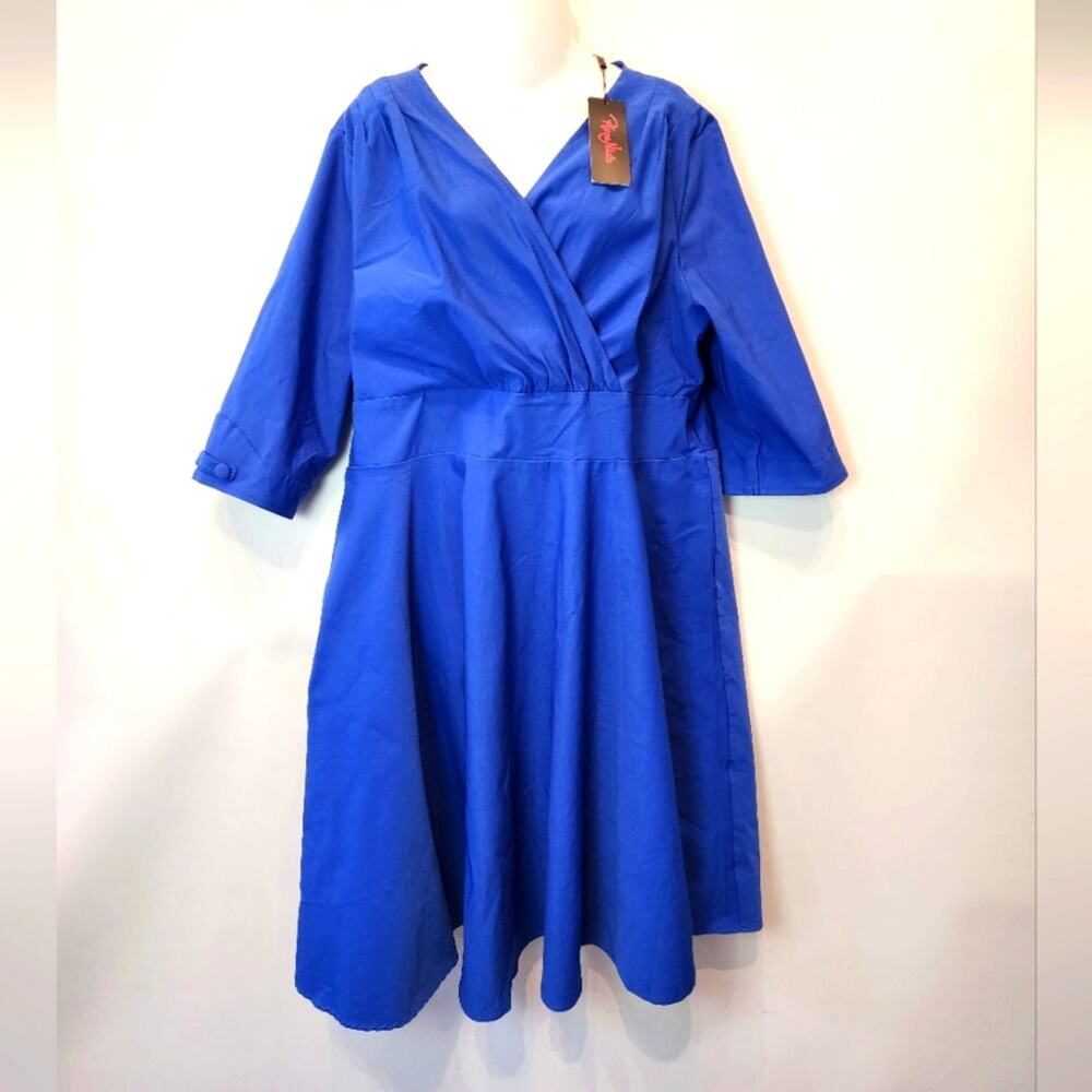 New Blue Flare Dress Stretch Plus Size‎ 22W